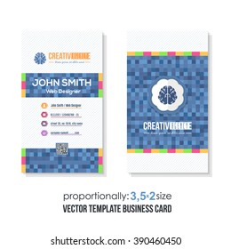 Vertical Style Blue Colors Squares Elements Business Cards 