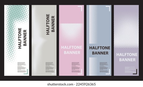 vertical stylish halftone for banner background set pastel color