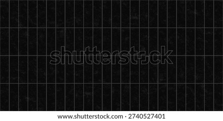 Vertical subway tile pattern for floor and wall. Black seamless texture for kitchen backsplash and bathroom. Ceramic tiles background with marble texture. Mosaic building facade, vector illustration