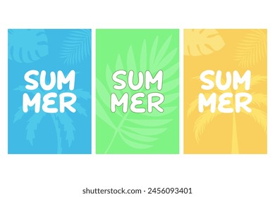 vertical summer backgrounds with tropical palm leaves. a template for social networks. vector