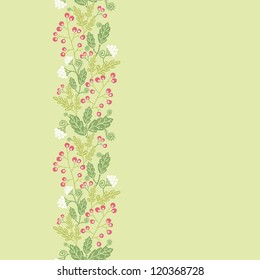 Vertical summer berries vertical seamless pattern ornament background with hand drawn fruit shapes.