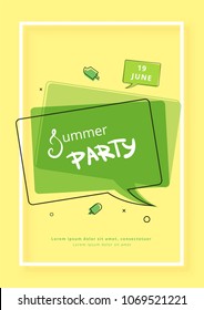 Vertical Summer Party banner.  Template for holiday design. Vector illustration.
