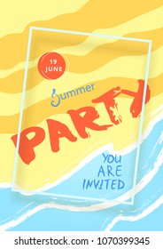 Vertical Summer Party banner.  Template for holiday design. Vector illustration.