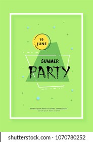 Vertical Summer Party banner.  Template for holiday design. Vector illustration.