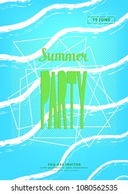 Vertical Summer Party banner.  Template for holiday summer flyer design. Vector illustration.