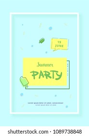 Vertical Summer Party banner.  Template for holiday design. Vector illustration.