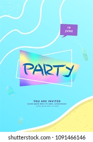 Vertical Summer Party banner.  Template for holiday design. Vector illustration.