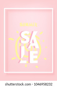 Vertical Summer Sale  Card. Vector Illustration.