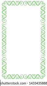 Vertical symmetrical green Celtic frame with a dark green stroke.