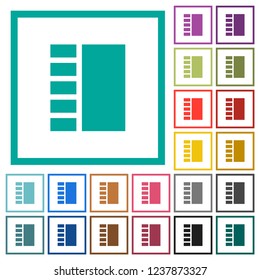 Vertical tabbed layout flat color icons with quadrant frames on white background