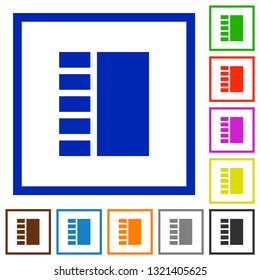 Vertical tabbed layout flat color icons in square frames on white background