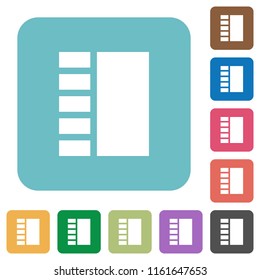 Vertical tabbed layout white flat icons on color rounded square backgrounds