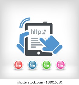 Vertical tablet connected to internet