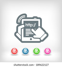 Vertical tablet connected to internet