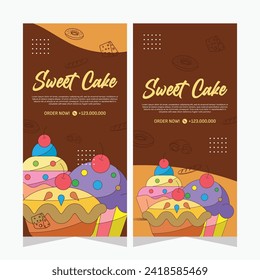 Vertical template banner of cupcakes in vector design