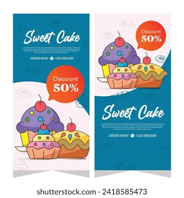 Vertical template banner of cupcakes in vector design