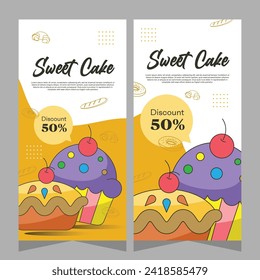 Vertical template banner of cupcakes in vector design