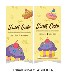 Vertical template banner of cupcakes in vector design