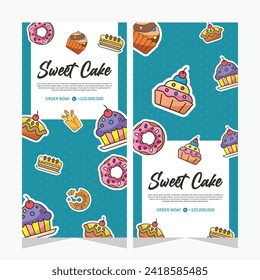 Vertical template banner of cupcakes in vector design