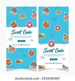 Vertical template banner of cupcakes in vector design