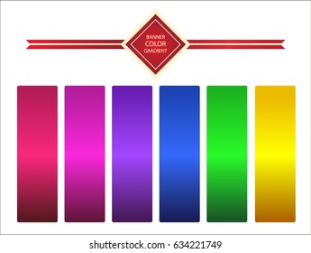 Vertical template banners  colored gradient. Shine satin ribbon. 