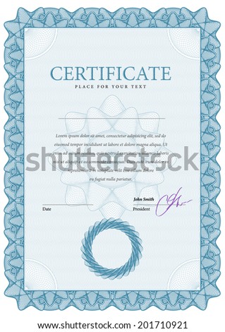 vertical Template certificate and diplomas, currency. Vector