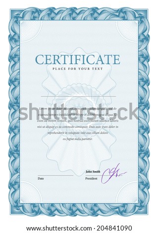 vertical Template certificate and diplomas, currency. Vector