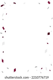 Vertical template decorated with festive confetti shower in Qatari colors: white and maroon.