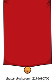Vertical template design with red ribbon in blank and little golden jingle bell.