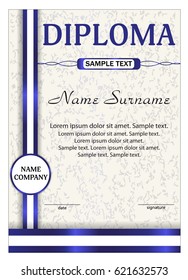 Vertical template diploma or certificate. Reward. Winning the competition. Award winner. A4 size. Vector illustration.