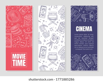 Vertical template flyers for cinema. Vector illustration.