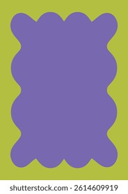 Vertical template with frame with zigzag scallop edge. Rectangular scalloped frame. Vector element for banner, text box, invitation, badge design.