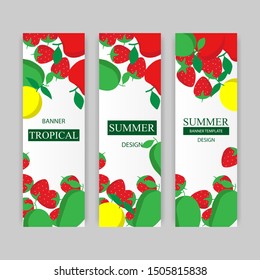 Vertical template with fruits vector
