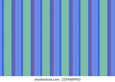 Vertical texture textile of lines seamless fabric with a vector stripe background pattern in blue and green colors.