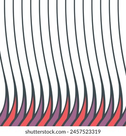 Vertical texture with wavy lines ending at the bottom with colored expanding shapes.