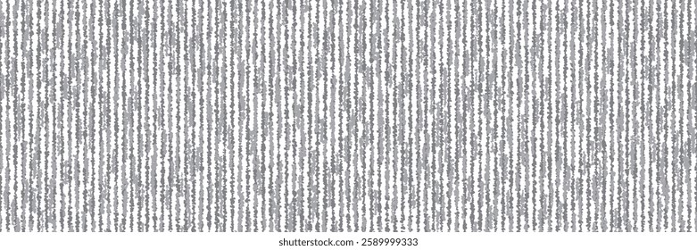 Vertical texture of worn wool slub fabric as a seamless pattern. Abstract bg with grey texture of flax textile. Rough melange rug with uneven dots and specks. Vector illustration