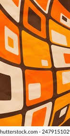 Vertical Textured Abstract Geometric Shapes Banner Vintage Retro 60s 70s Aesthetic Pattern Background Wavy Wave Shape Illustration Hippie Wall Decoration Wallpaper Backdrop Texture Interior