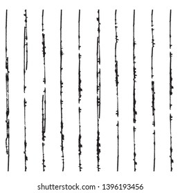 Vertical textured Stripes. Vector isolated grunge lines