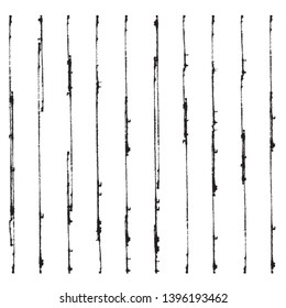 Vertical textured Stripes. Vector isolated grunge lines