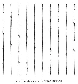 Vertical textured Stripes. Vector isolated grunge lines