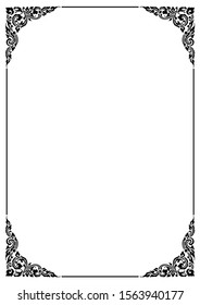 Vertical Thai style corner frame on a white background for card design or for making sign frames.