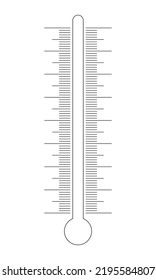 Vertical thermometer scale with glass tube silhouette. Graphic template for weather meteorological measuring temperature tool. Vector outline illustration