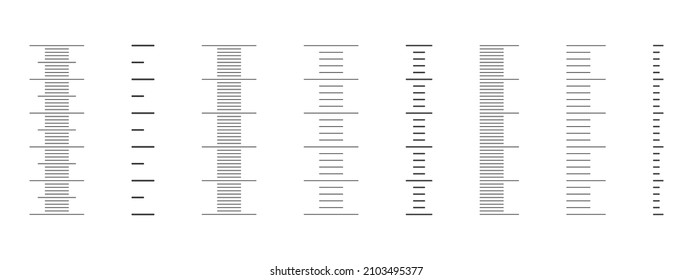 Vertical thermometer scales set. Templates for meteorological or medical measuring tool isolated on white background. Vector graphic illustration.