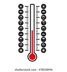Vertical thermometer. Vector illustration isolated on white background