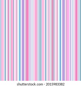Vertical thin stripes. Striped seamless pattern of lines in pink and blue shades. Great for decorating fabrics, textiles, gift wrapping design, any printed materials, advertising, or other design.