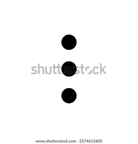 Vertical Three-Dot Icon on White Vector.