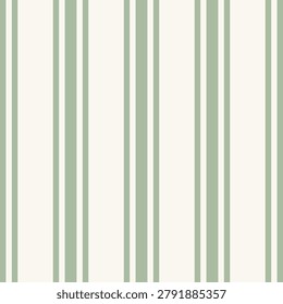 Vertical Ticking Stripes Seamless Repeat Vector Pattern in Sage and Soft White