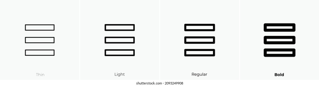 Vertical Tidy Up Icon. Thin, Light Regular And Bold Style Design Isolated On White Background