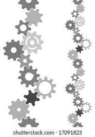 Borde de mosaico vertical: Malla de engranajes para formar un borde o fondo abstracto de tecnología industrial.