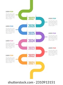 Vertical Timeline 7th Anniversary Infographic Design Template. Business templates for presentations. Vector illustration.